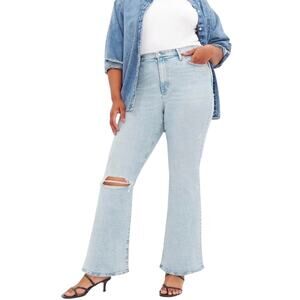 Gap High Rise '70s Flare Jeans, Light Destroy Wash, Women's Size 14/32R